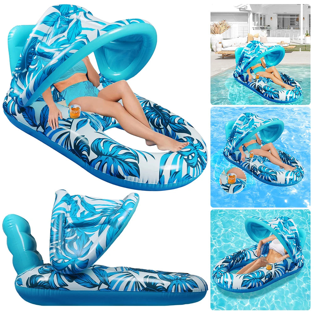 APWIKOGER Beach Folding Inflatable Floating Hammock With Sunshade