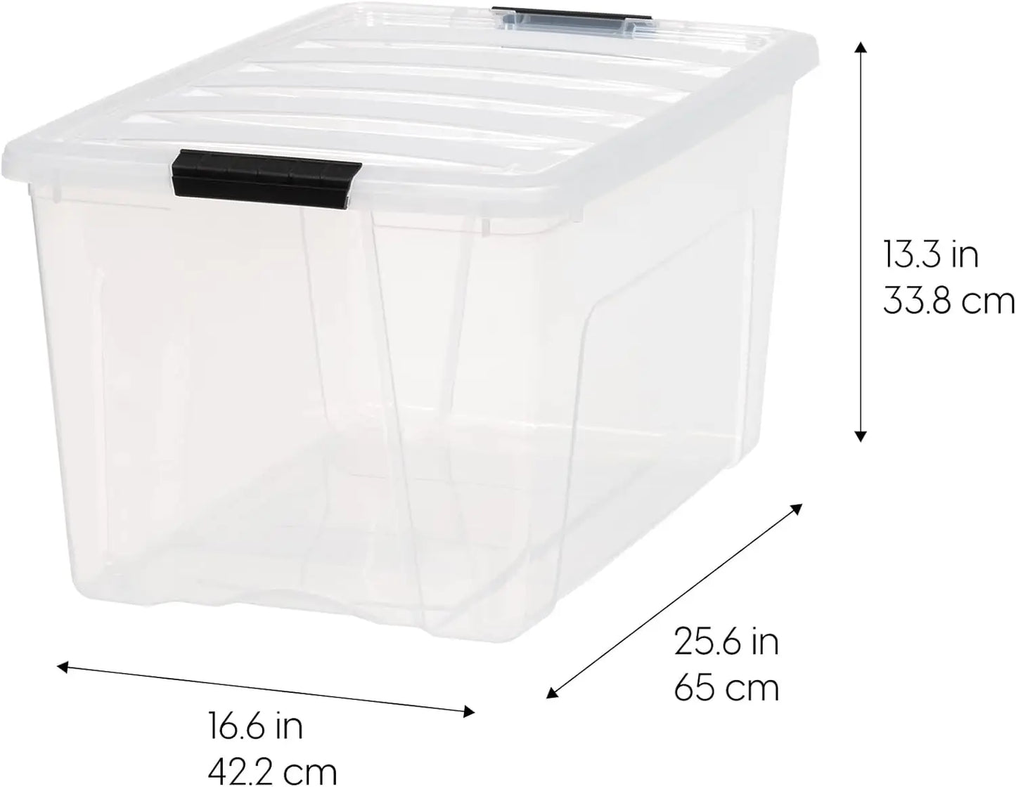 IRIS USA 72 QT Plastic Storage Box with Lid and Latches - 4 Pack - BPA-Free, See-Through Organizing Solution, Durable