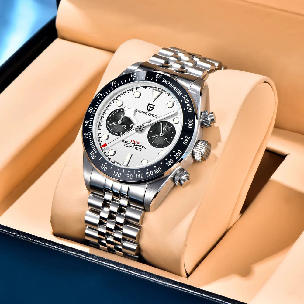 PAGANI DESIGN Panda Chronograph Stainless Steel Bracelet Watch