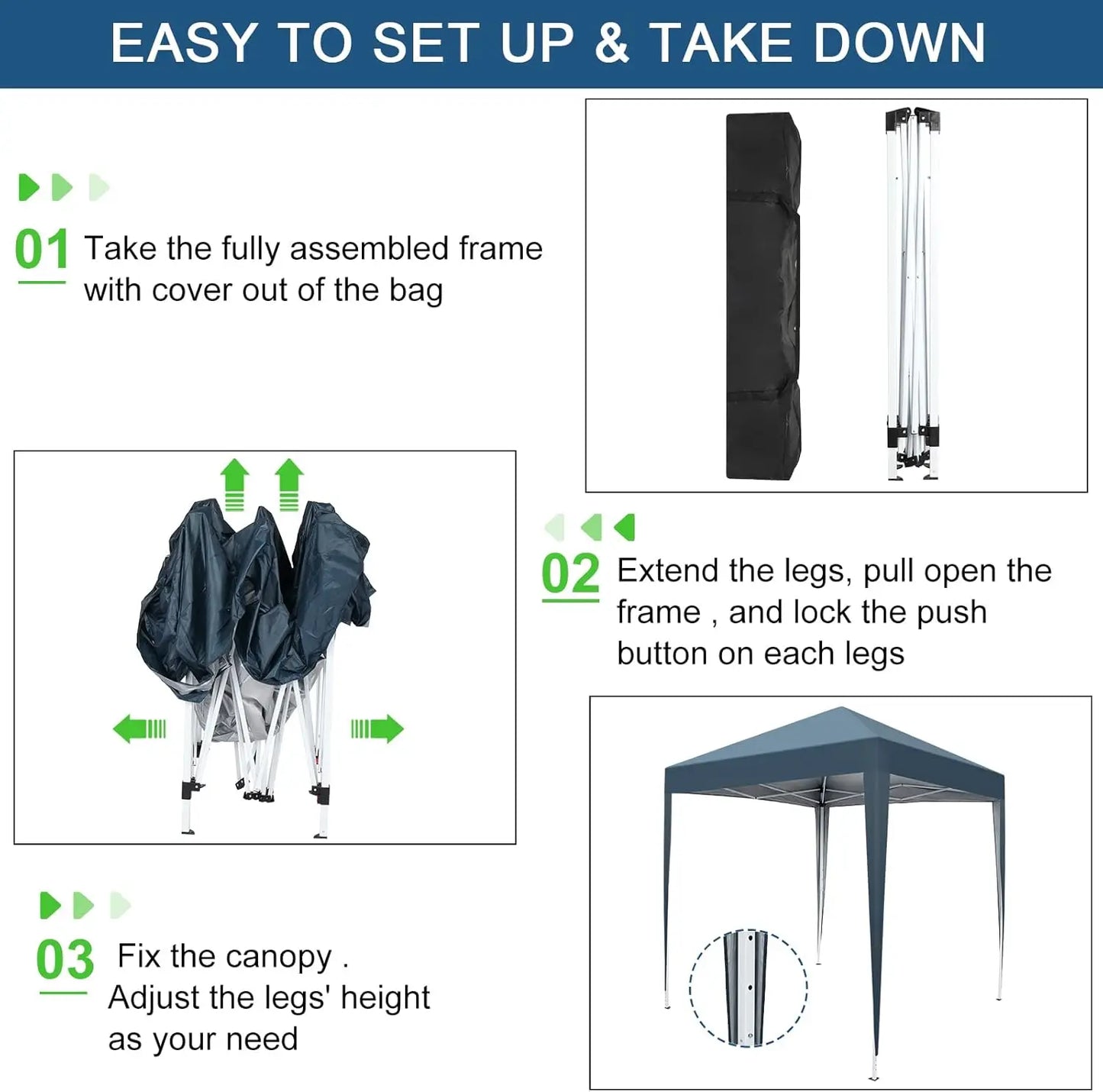 6.5x6.5ft Pop Up Canopy Tent, Outdoor Instant Shelter Folding Canopy with 4 Side Walls and