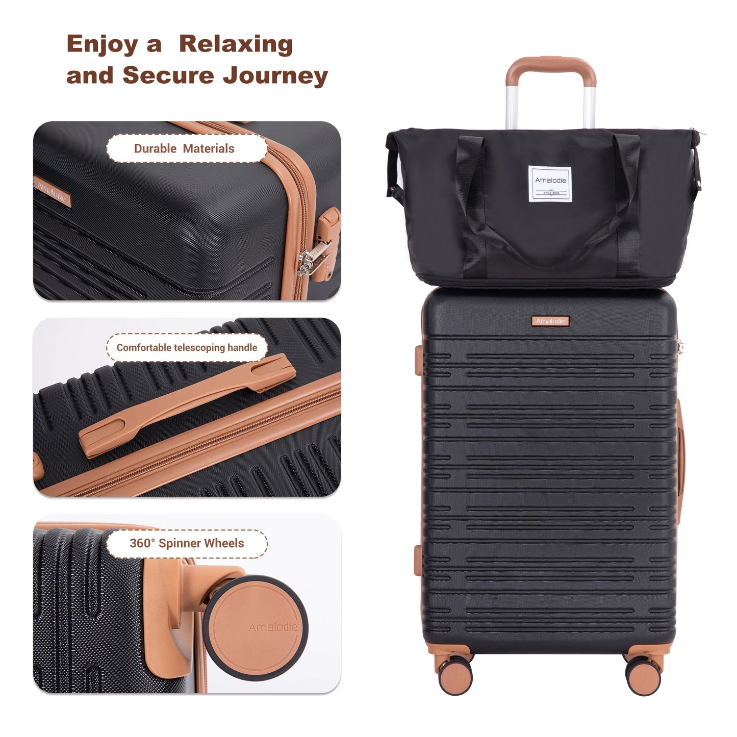 TRIPCOMPCN 4-Piece Spinner Luggage Set With TSA Lock Hardcase