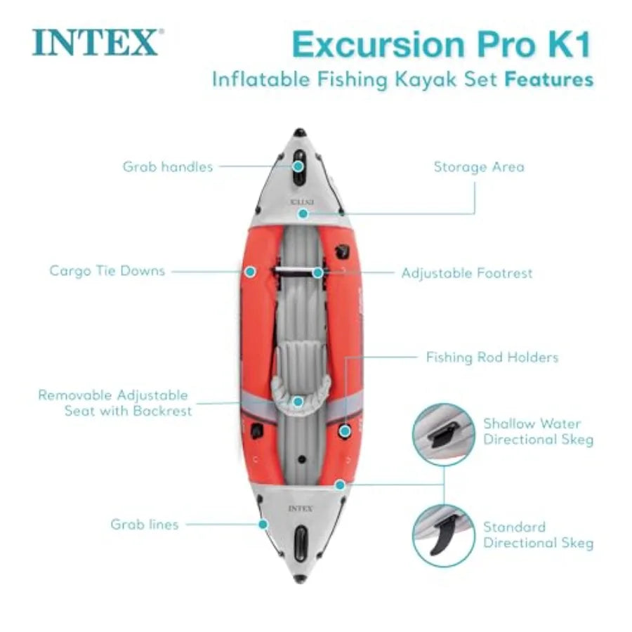 Excursion Pro K1 Inflatable Kayak Set With Deluxe Paddles