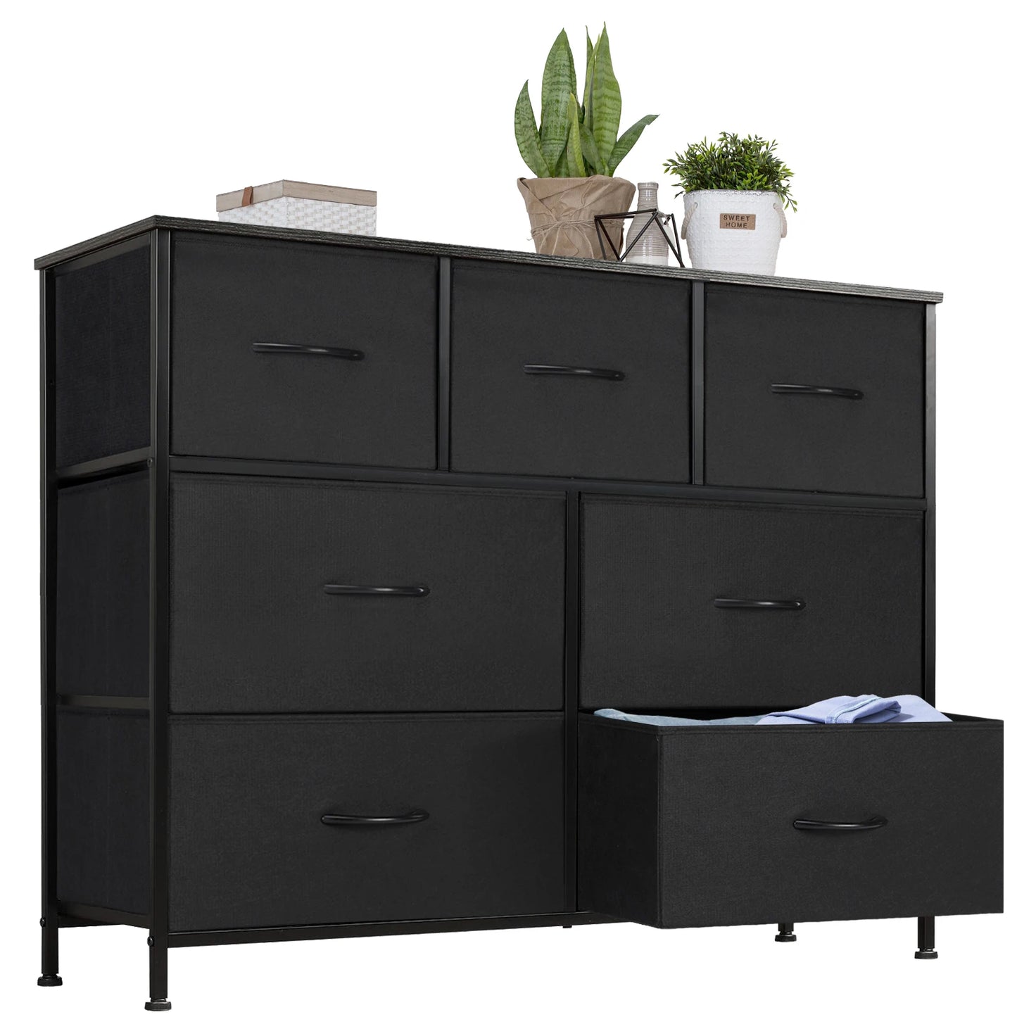 JHK Dresser With Seven Fabric Drawers For Bedroom Storage