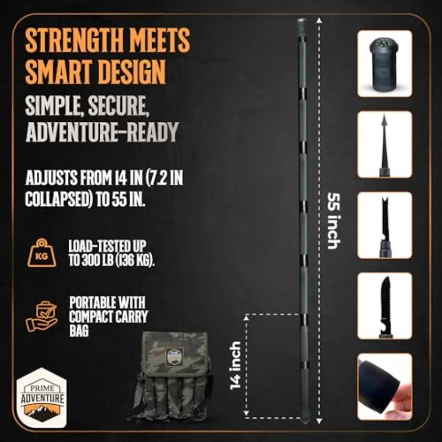 15-in-1 Tactical Survival Walking Stick Multitool