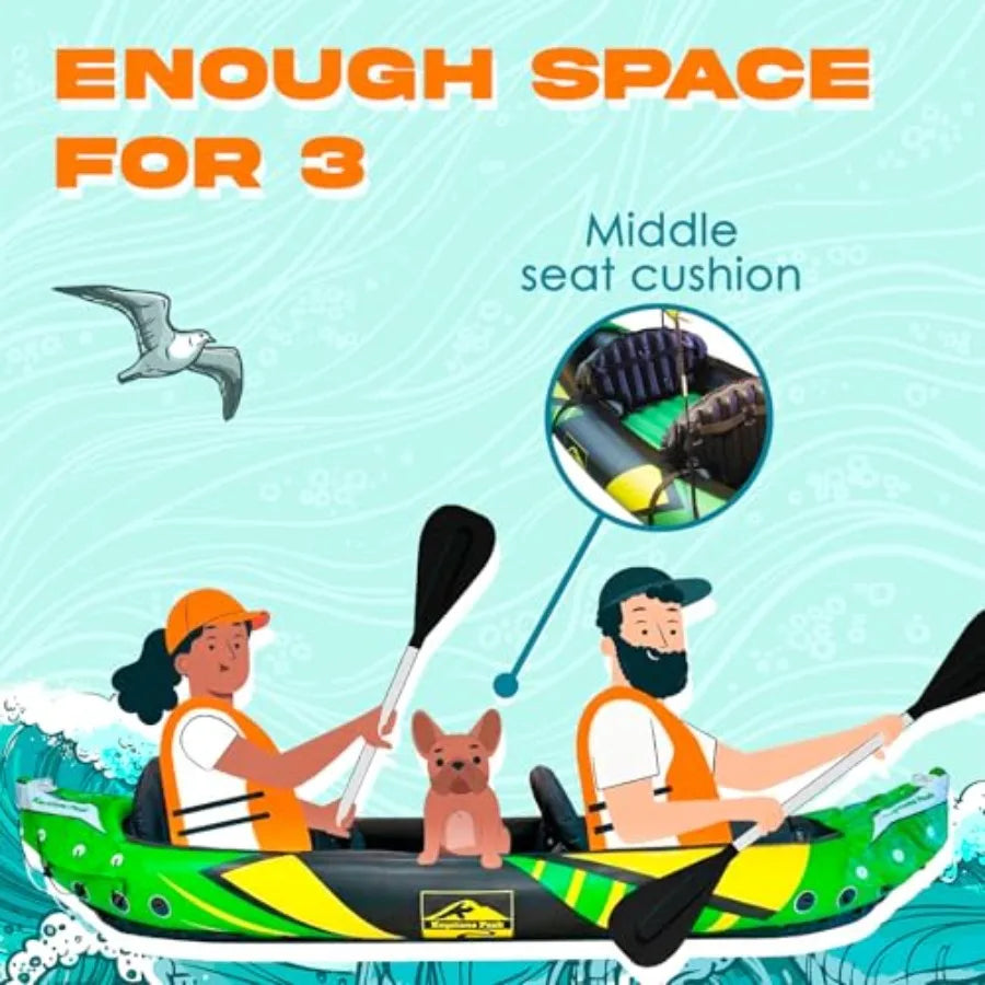Two Person Inflatable Kayak With Detachable Sun Canopy And Paddles