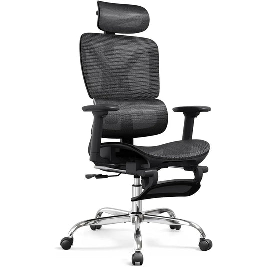 Ergonomic Mesh Office Desk Chair with Footrest - Heavy Duty High Back Reclining Swivel Home Computer Chair | Customized