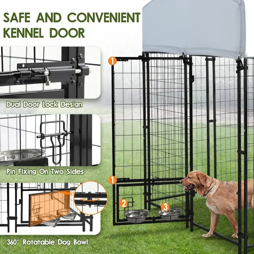 Outdoor Dog Kennel For Large Dogs With UV Waterproof Cover