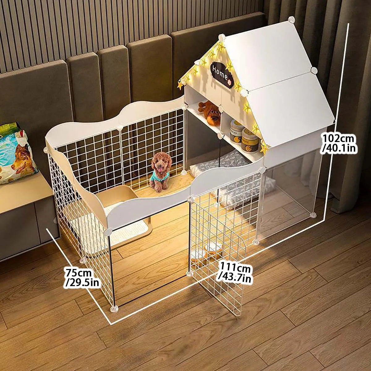 Pet Dog Enclosure Indoor Kennel With Toilet Area Cage