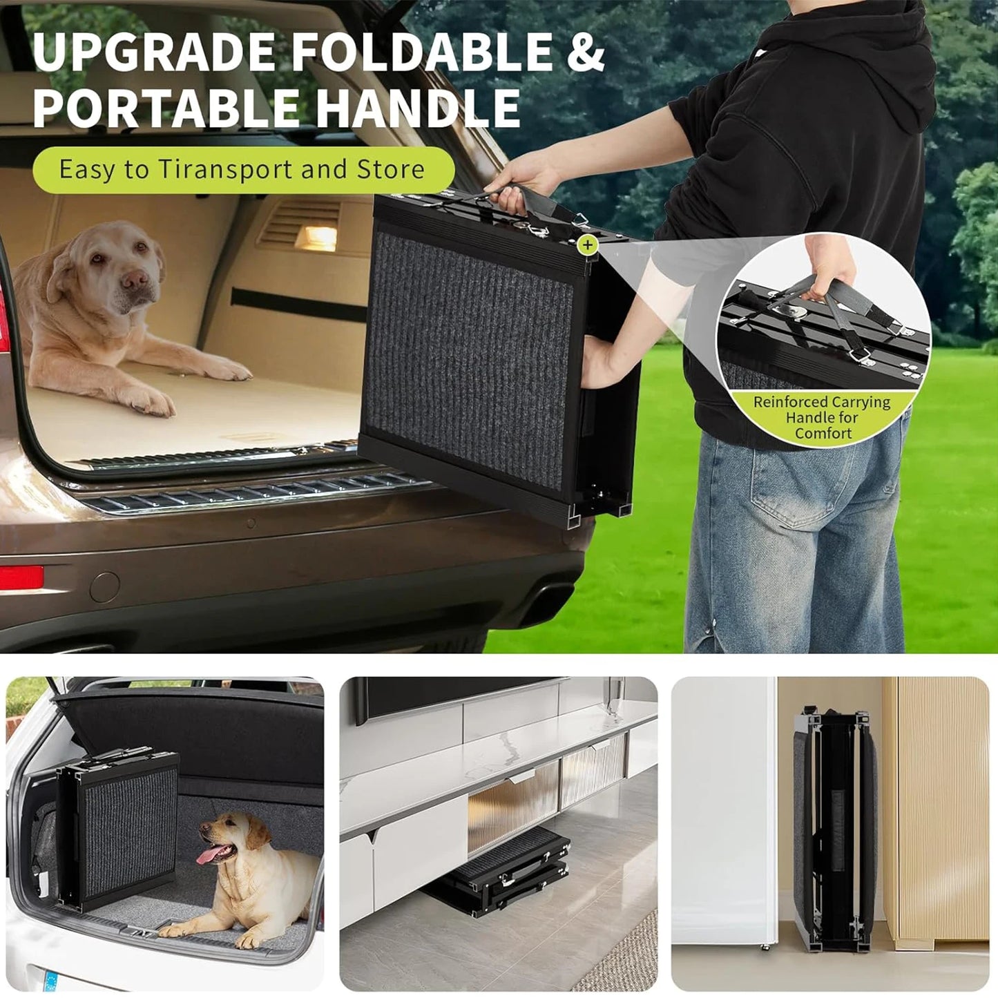 HiMISS Upgraded Folding Car Dog Ramp With Non Slip Surface Up To 250 Lbs