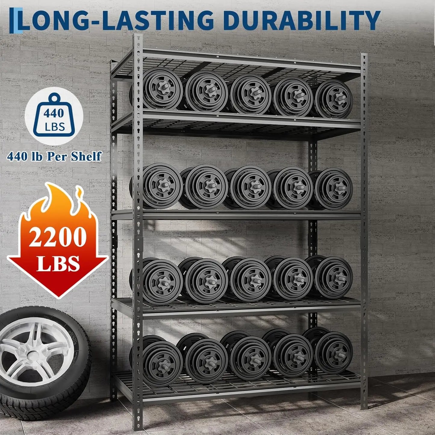 TWISTER.CK Heavy Duty Garage Shelving 2200 Lbs 5 Tier Adjustable Racks