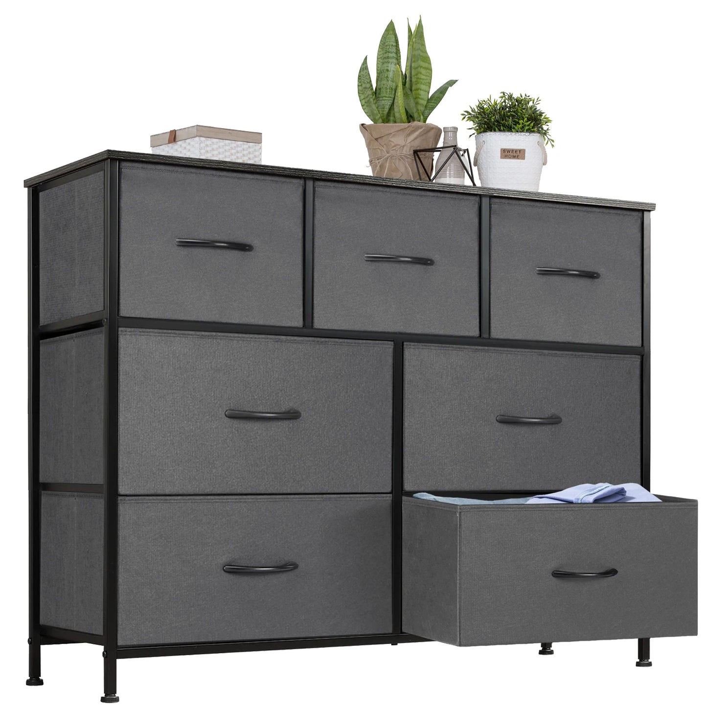 JHK Dresser With Seven Fabric Drawers For Bedroom Storage