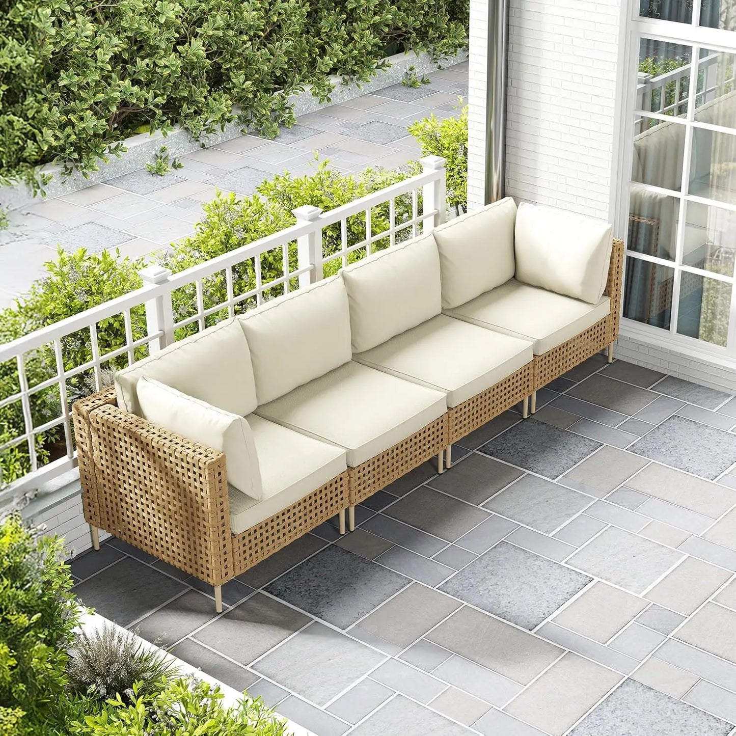 7 Piece Wicker Outdoor Sectional Sofa Set With Coffee Table