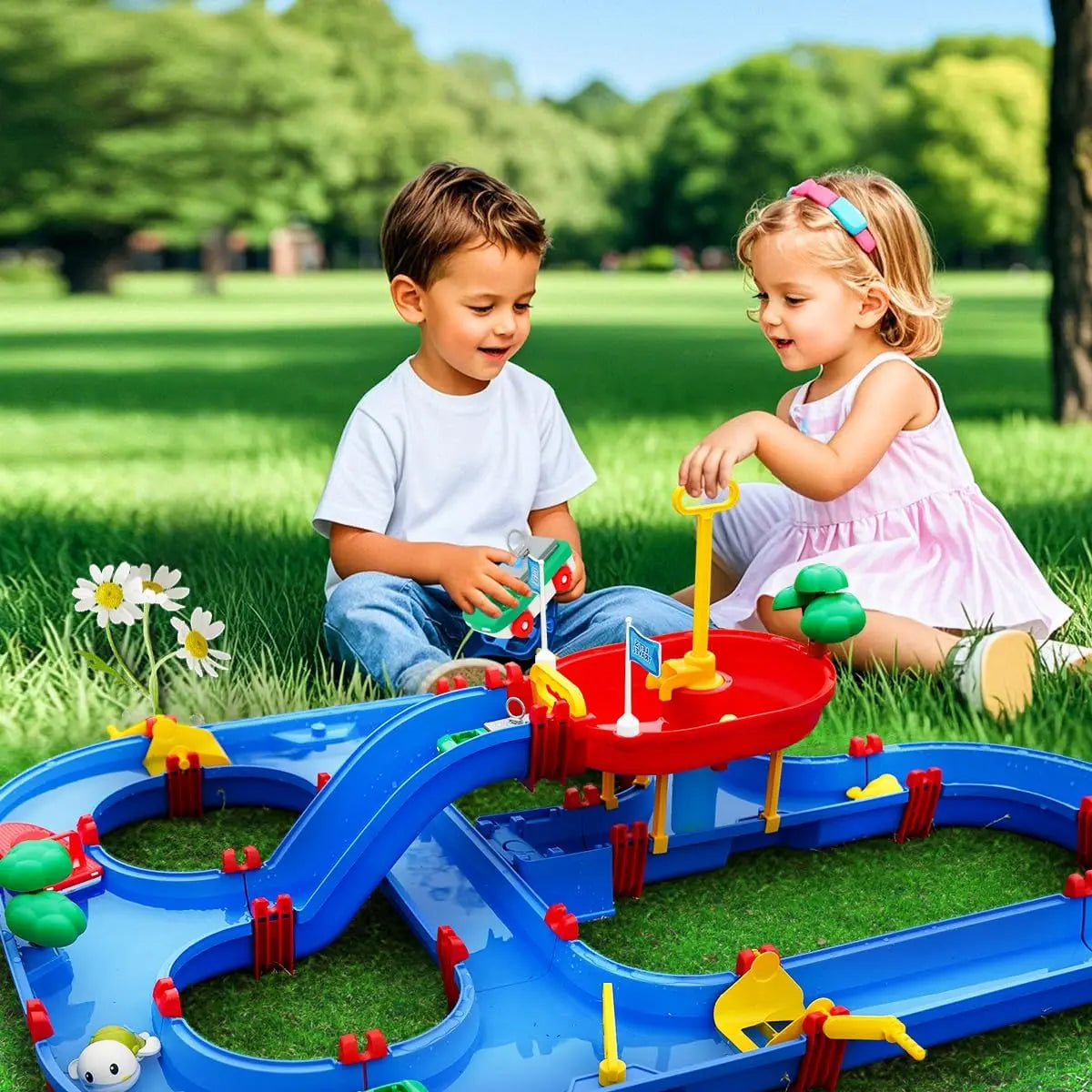 VATOS Summer Outdoor Water Table 2 Tier Toddler Playset Pump