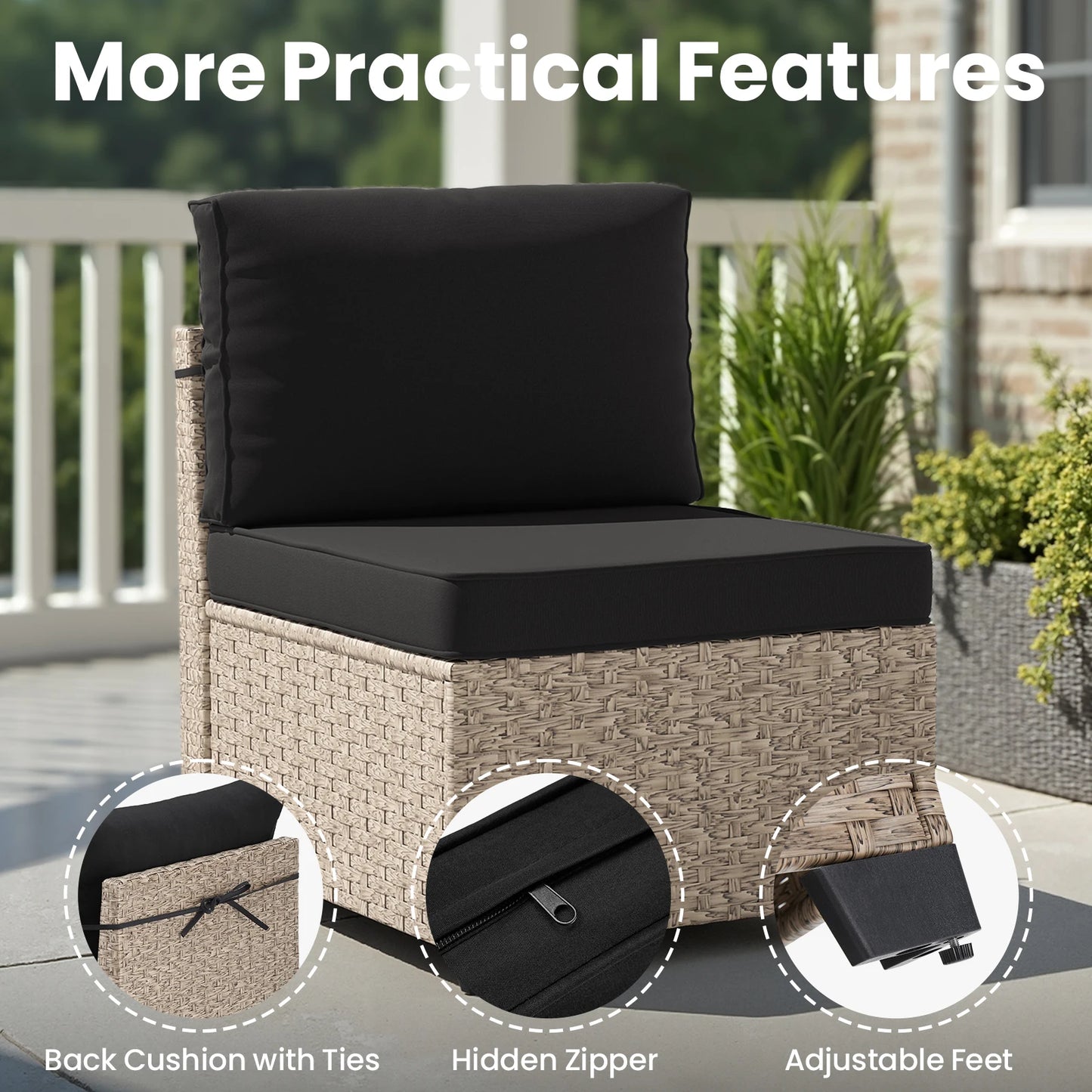 Rattan Patio Furniture Set With Tempered Glass Table All Weather