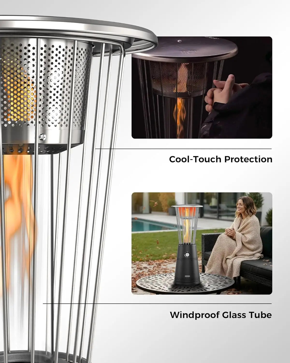 Tabletop Heater Patio Heater, 11,000 BTU Propane Patio Heater for Commercial, Balcony & Porch, Quartz Glass Tube, Portable Small