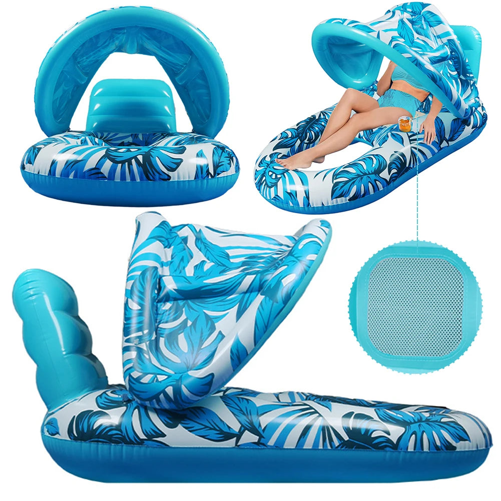 APWIKOGER Beach Folding Inflatable Floating Hammock With Sunshade