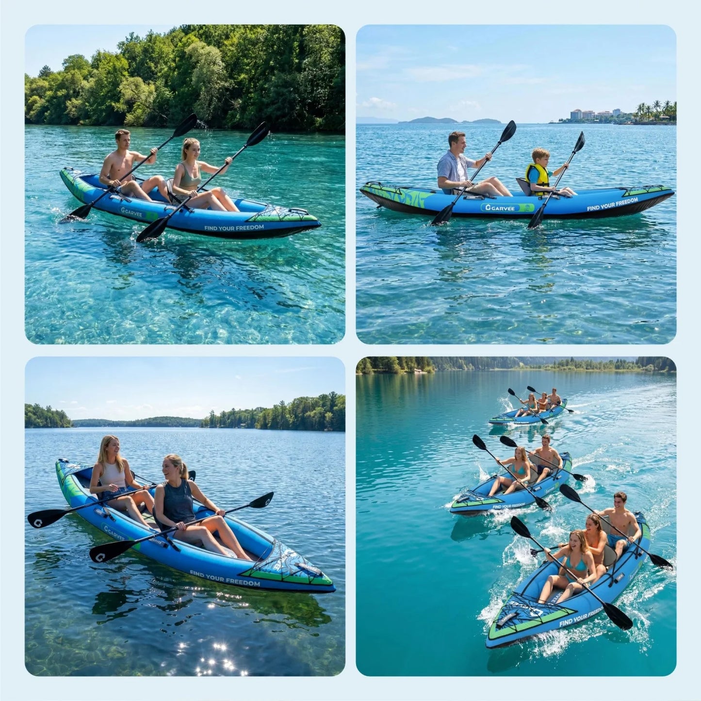 Two Person Inflatable Kayak For Fishing And Touring With Padded Seat