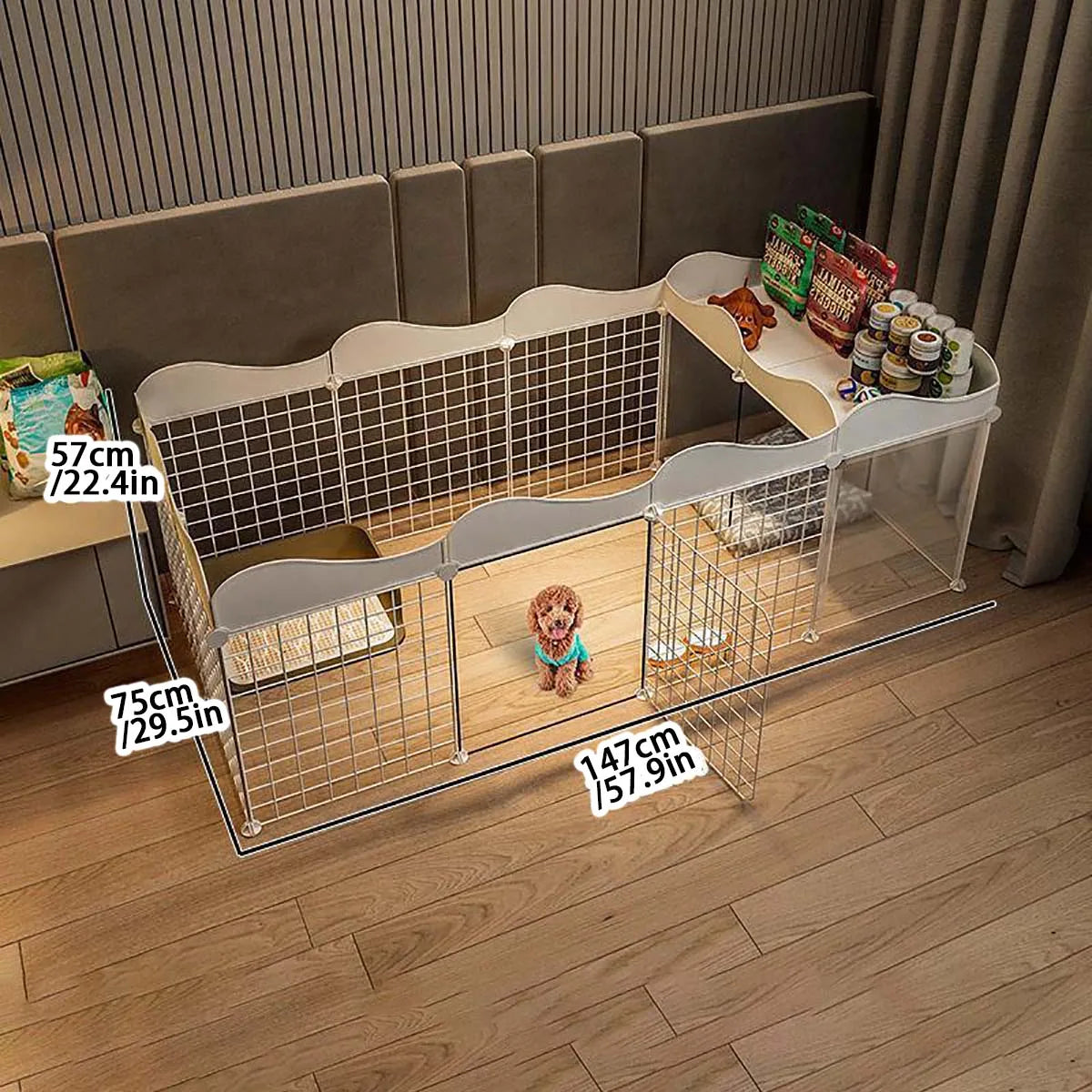 Pet Dog Enclosure Indoor Kennel With Toilet Area Cage