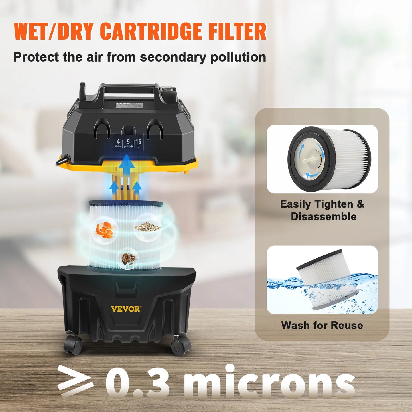 SucceBuy Portable Wet And Dry Vacuum Cleaner 1200W Power