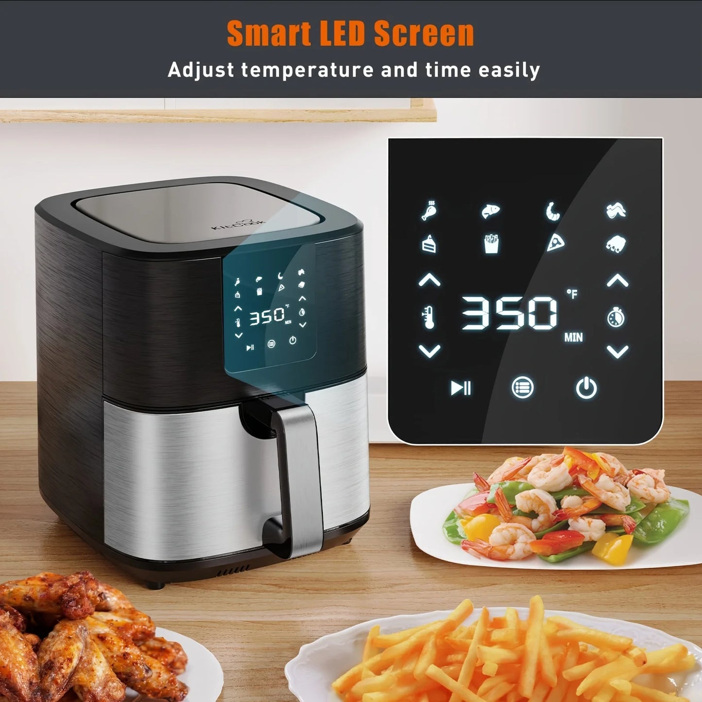 KitCook Air Fryer 1500W With 8 Presets And Digital Touch
