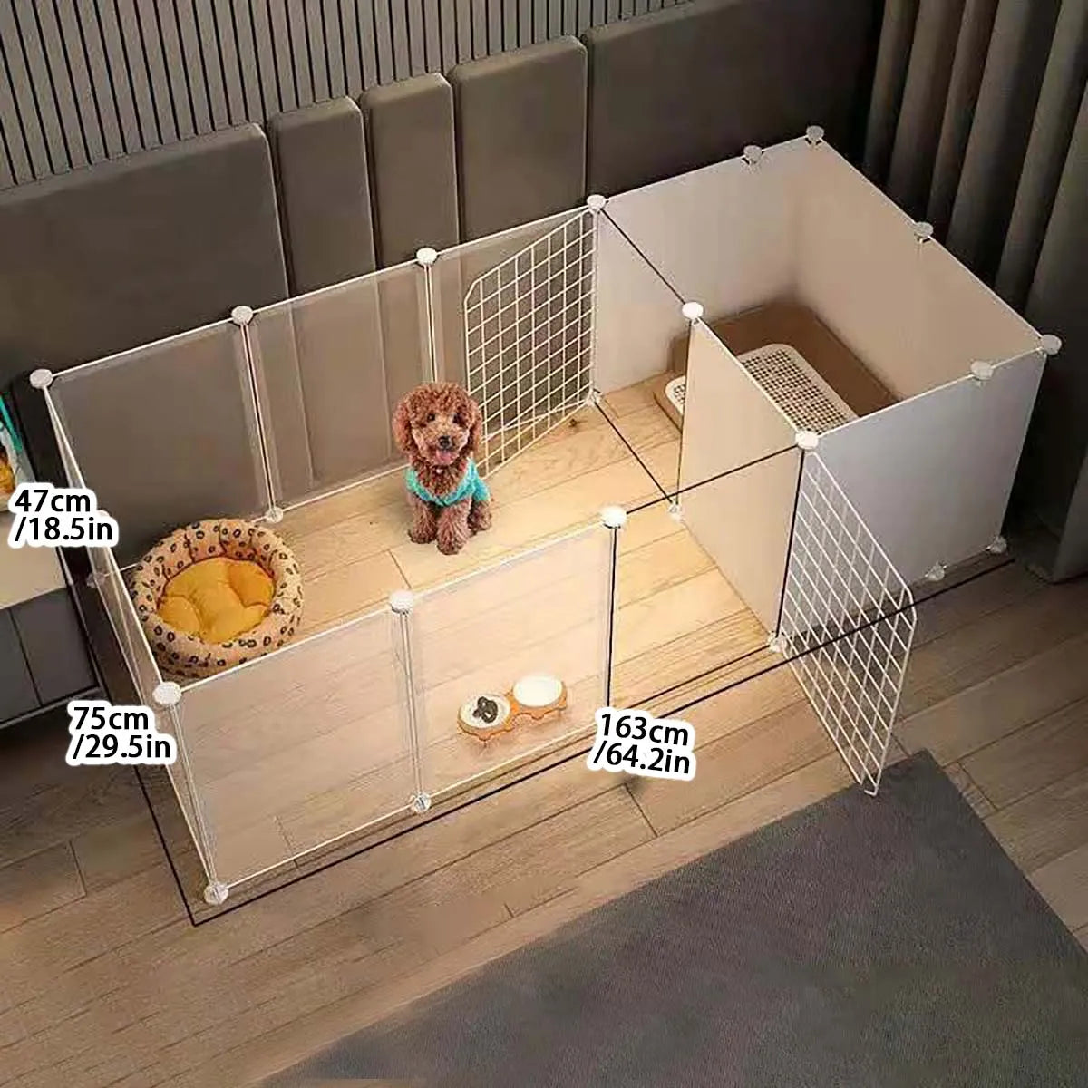Pet Dog Enclosure Indoor Kennel With Toilet Area Cage