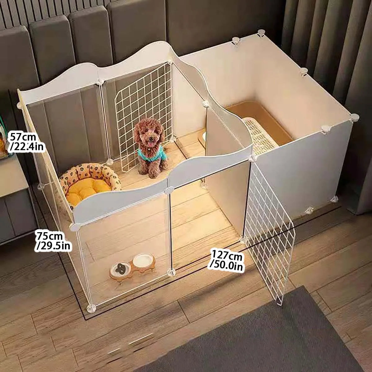 Pet Dog Enclosure Indoor Kennel With Toilet Area Cage