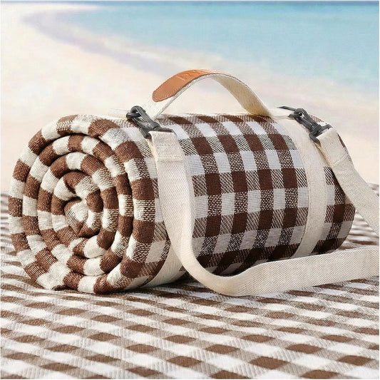 Waterproof Beach Blanket Picnic Mat Canvas Towel For Outdoor Trips