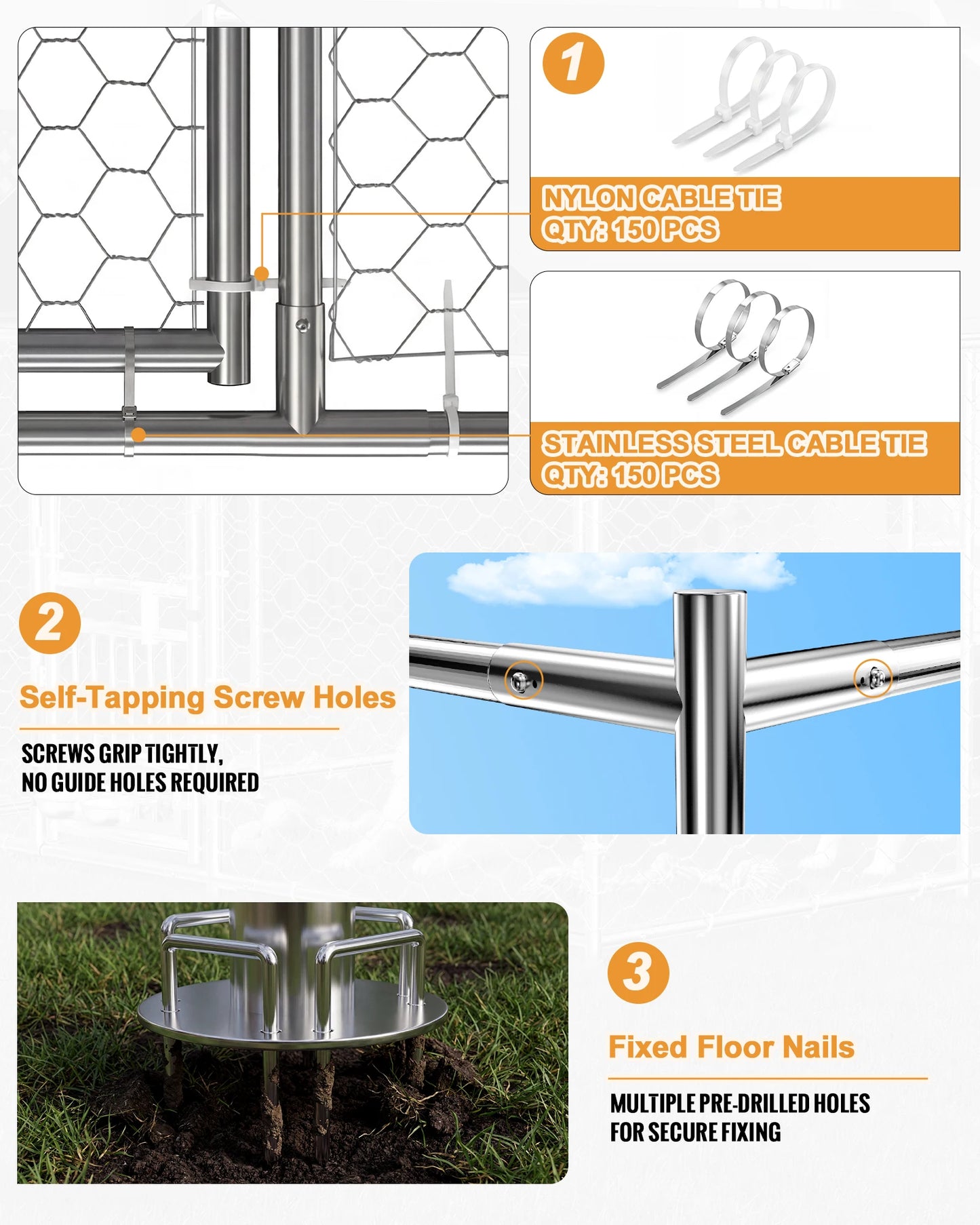 Outdoor Dog Kennel With Rotating Feeder Roof And Double Doors