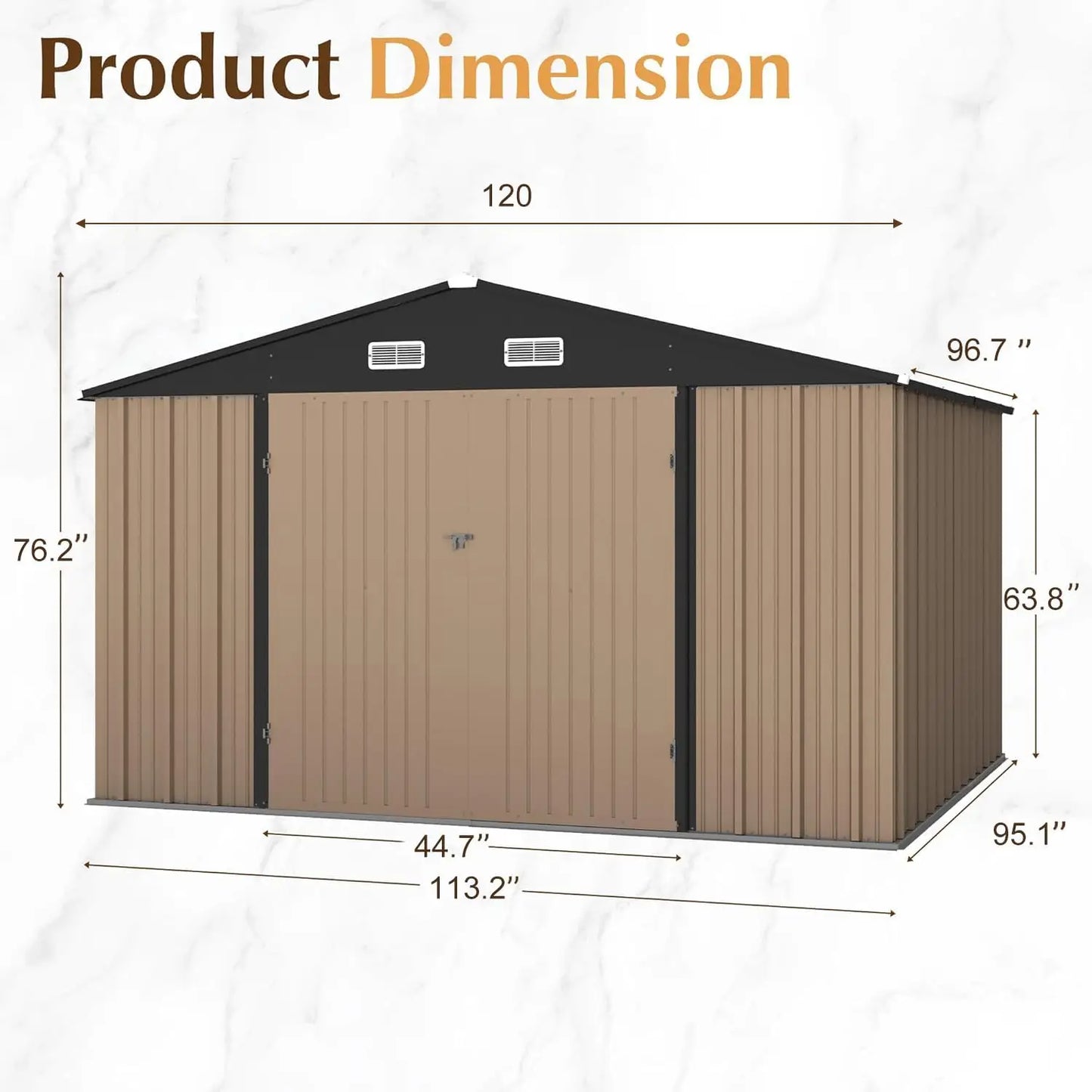 Outdoor Metal Garden Shed With Lockable Door Waterproof Tool Storage