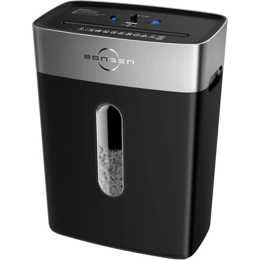 BONSEN 10-Sheet Cross-Cut Home Office Shredder P-4 Security suit for Credit Card,Staples & Clips, Quiet with Jam-Proof&4 Gal Bin