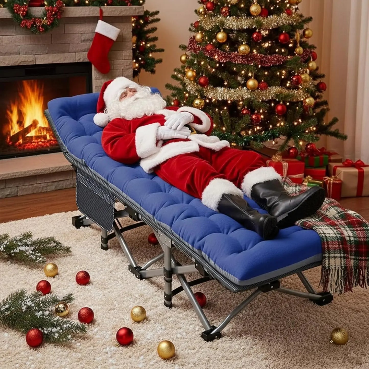 Heavy Duty Camping Cot For Adults With Oxford Fabric Mat And Carry Bag