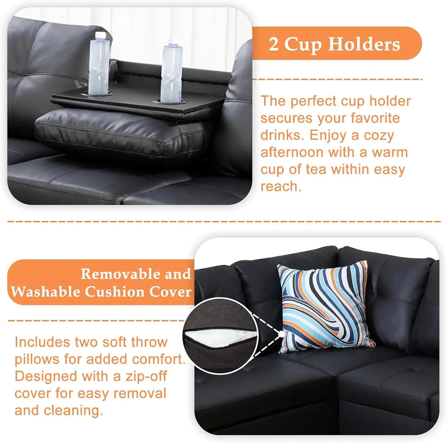 Modern Sectional Sofa Couch 4 Seater Set With Chaise Lounge