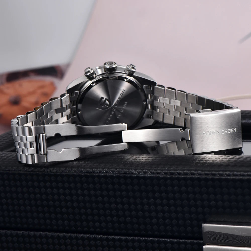 PAGANI DESIGN Panda Chronograph Stainless Steel Bracelet Watch
