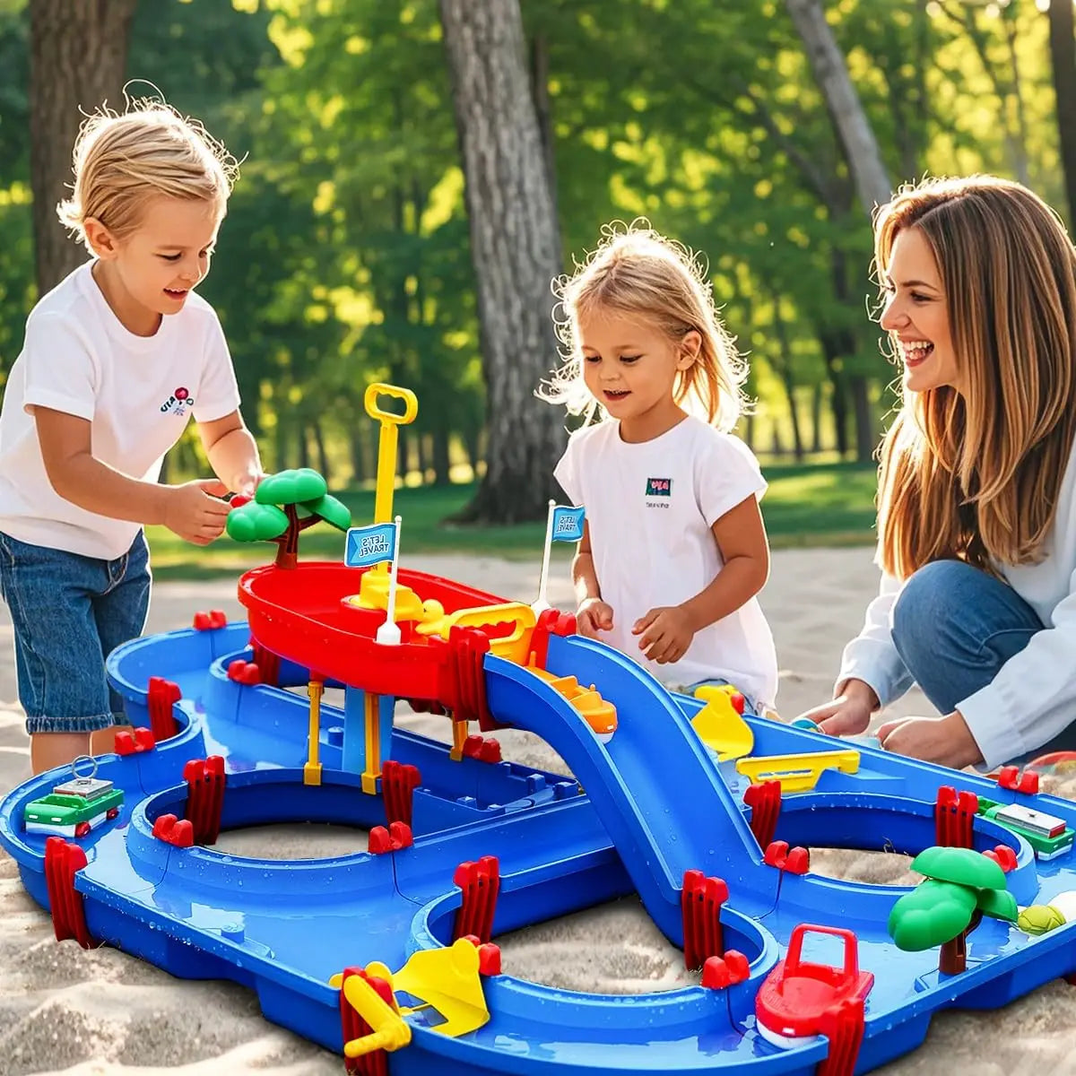 VATOS Summer Outdoor Water Table 2 Tier Toddler Playset Pump