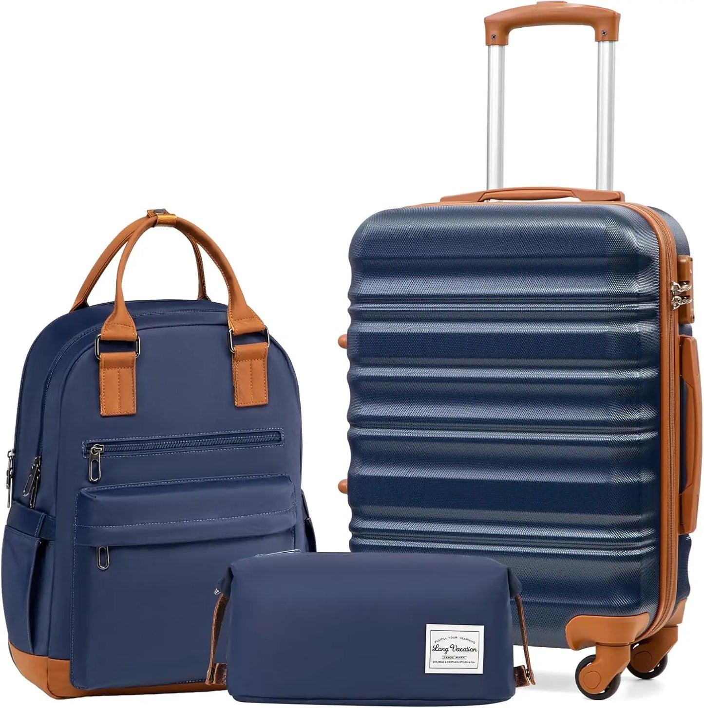 Carry On Luggage Set ABS PC Hardshell Zipper TSA Lock