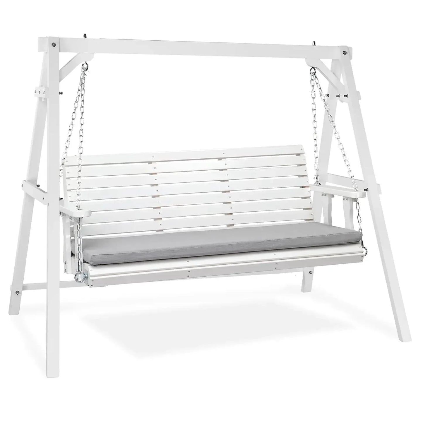 5 FT Outdoor Porch Swing with Frame, Patio Hanging Swing & Stand with Extra Cushions Heavy Duty 880 LBS for Yard,, Customized