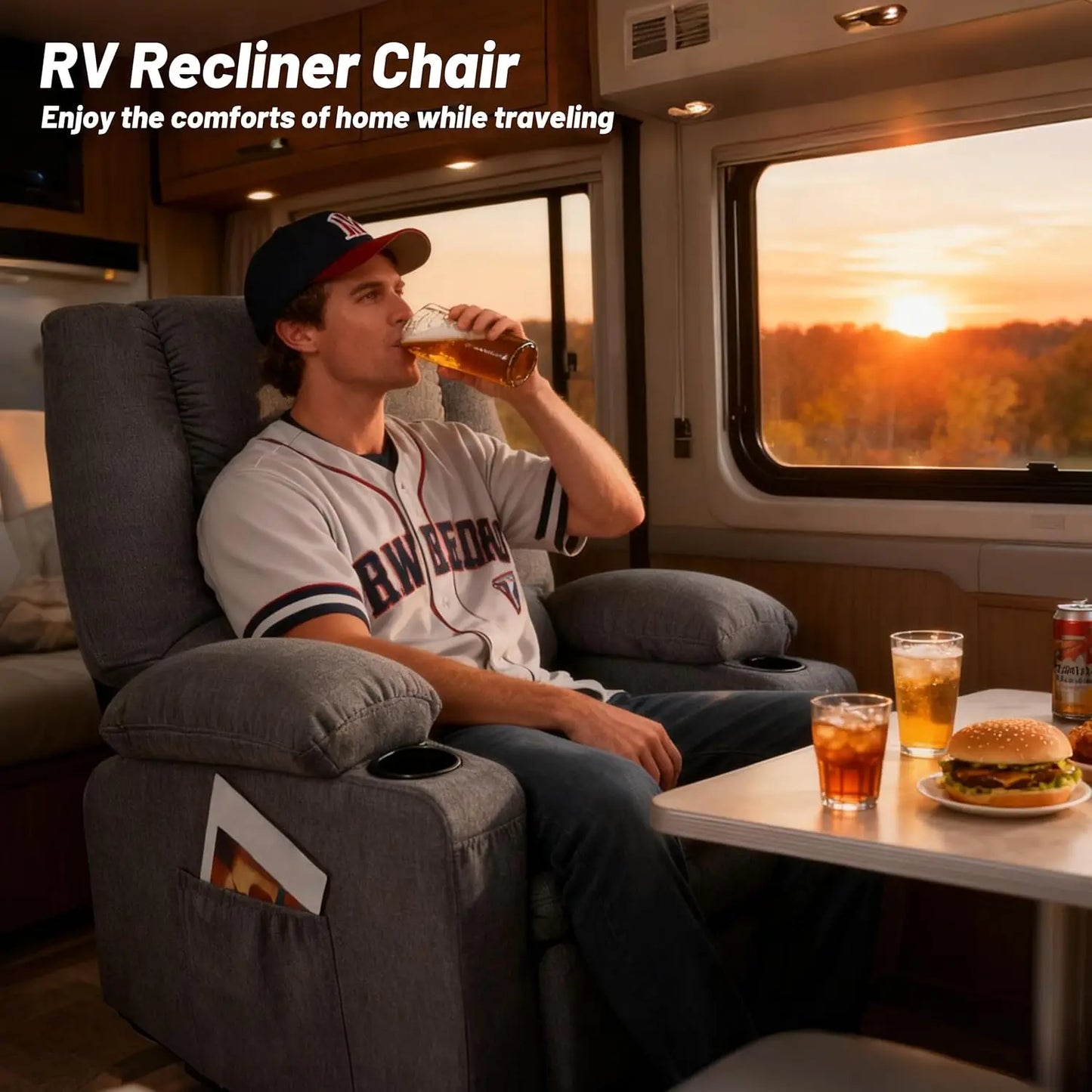 with Massage and Heat, Nursery Rocking Chairs for Living Room, Ergonomic Comfy Relining Chair with Cup Holder