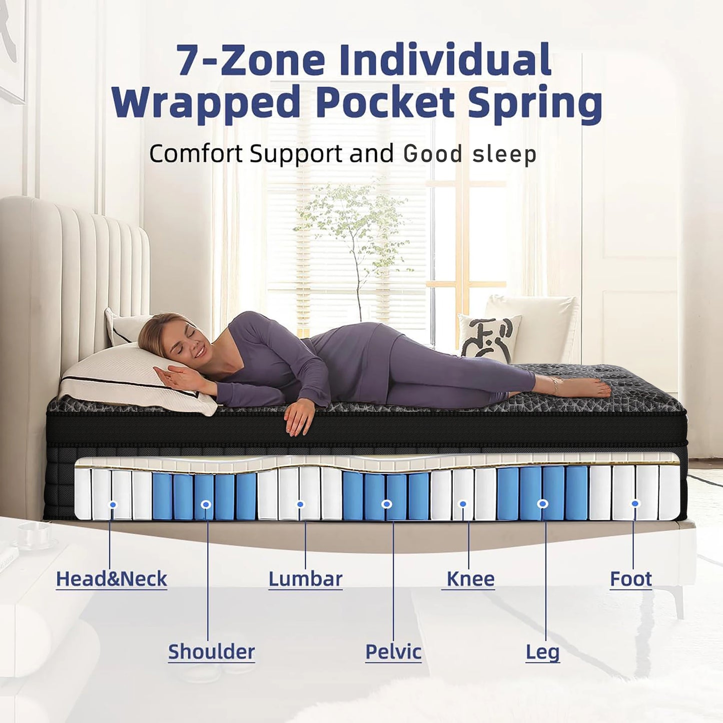 Memory Foam Hybrid Mattress With Pocket Spring For Back Pain