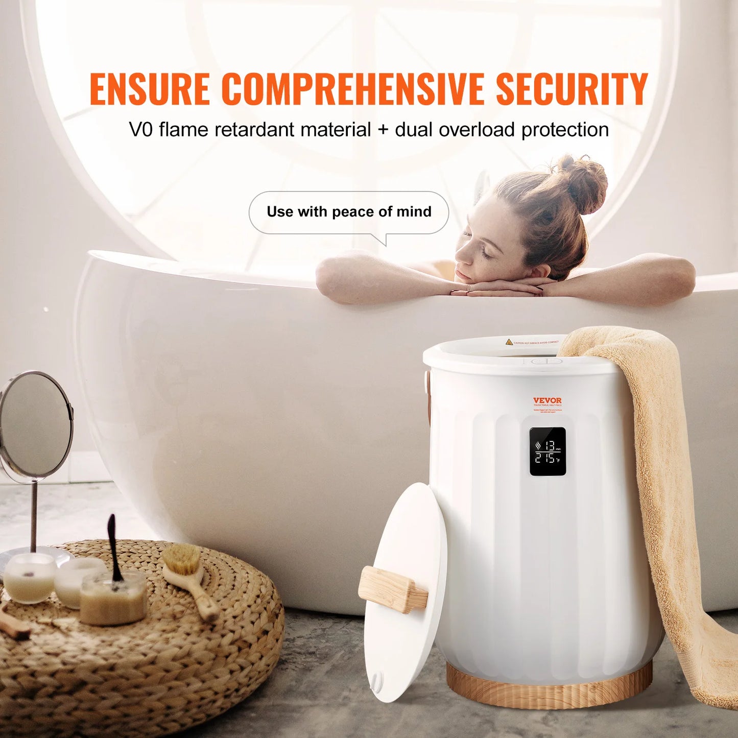 SucceBuy Towel Warmer Bucket LED Screen Auto Shutoff Child Lock