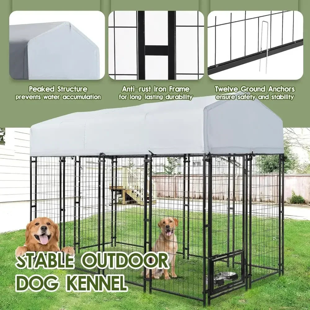 Outdoor Dog Kennel For Large Dogs With UV Waterproof Cover