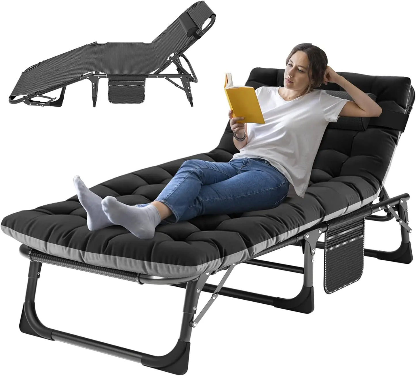 Heavy Duty Camping Cot For Adults With Oxford Fabric Mat And Carry Bag