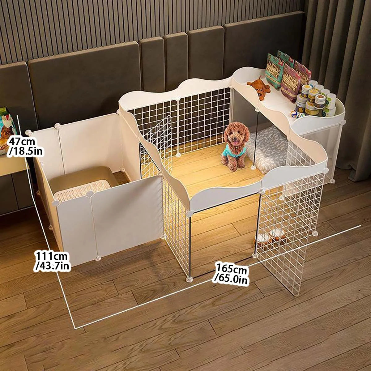 Pet Dog Enclosure Indoor Kennel With Toilet Area Cage