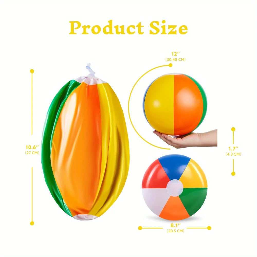 Joyfy Rainbow Beach Balls 12 Pack Inflatable Pool Toys