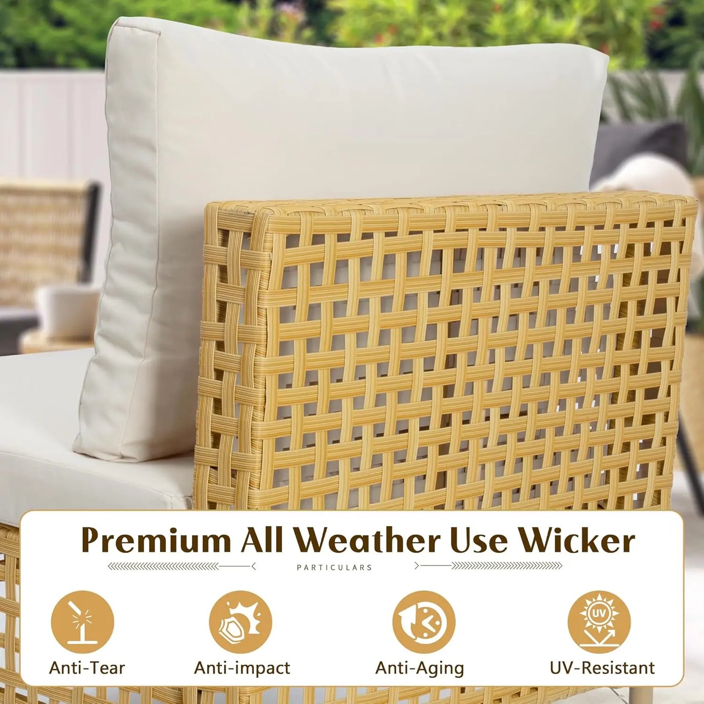7 Piece Wicker Outdoor Sectional Sofa Set With Coffee Table