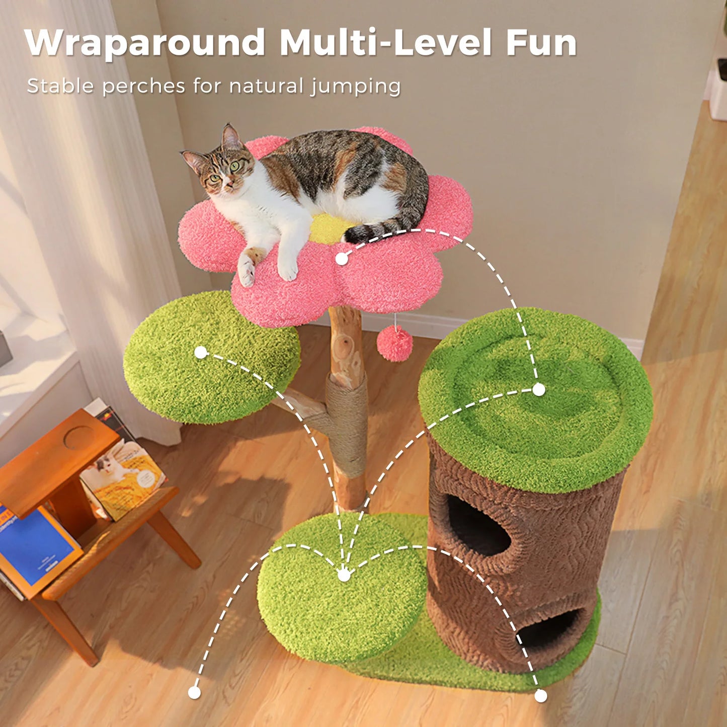 Cat Tree Tower With Four Condos And Scratching Posts