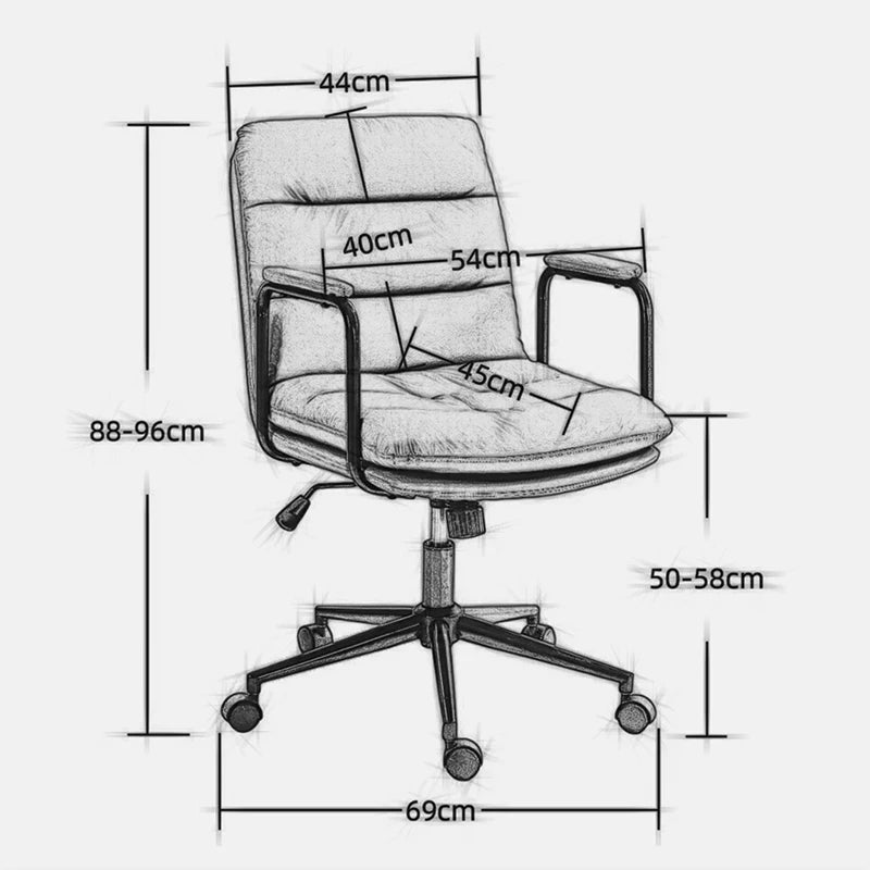 Office Chair,Mid Back Home Office Desk Task Chair with Wheels and Arms Ergonomic PU Leather Computer Rolling Swivel Chair with P