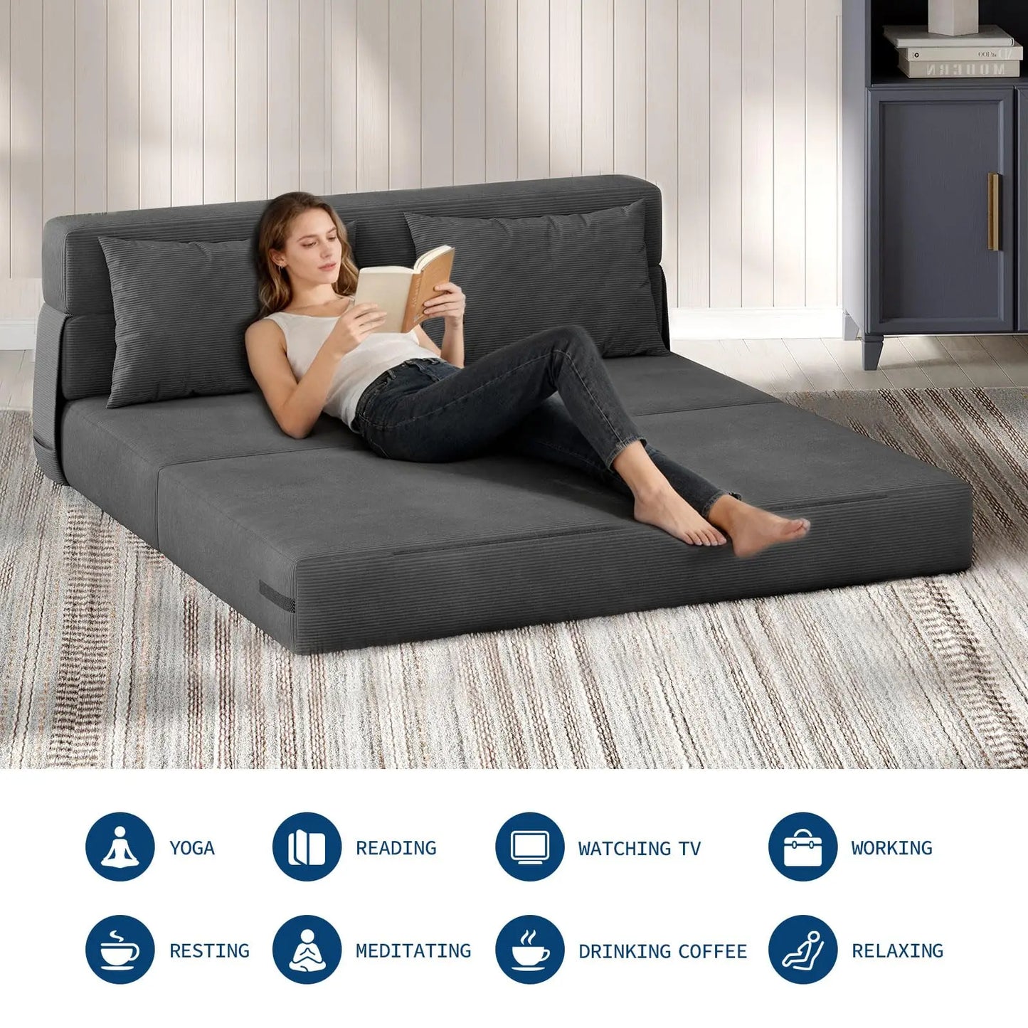 HobbyLane Four In One Folding Sofa Bed Convertible Sleeper