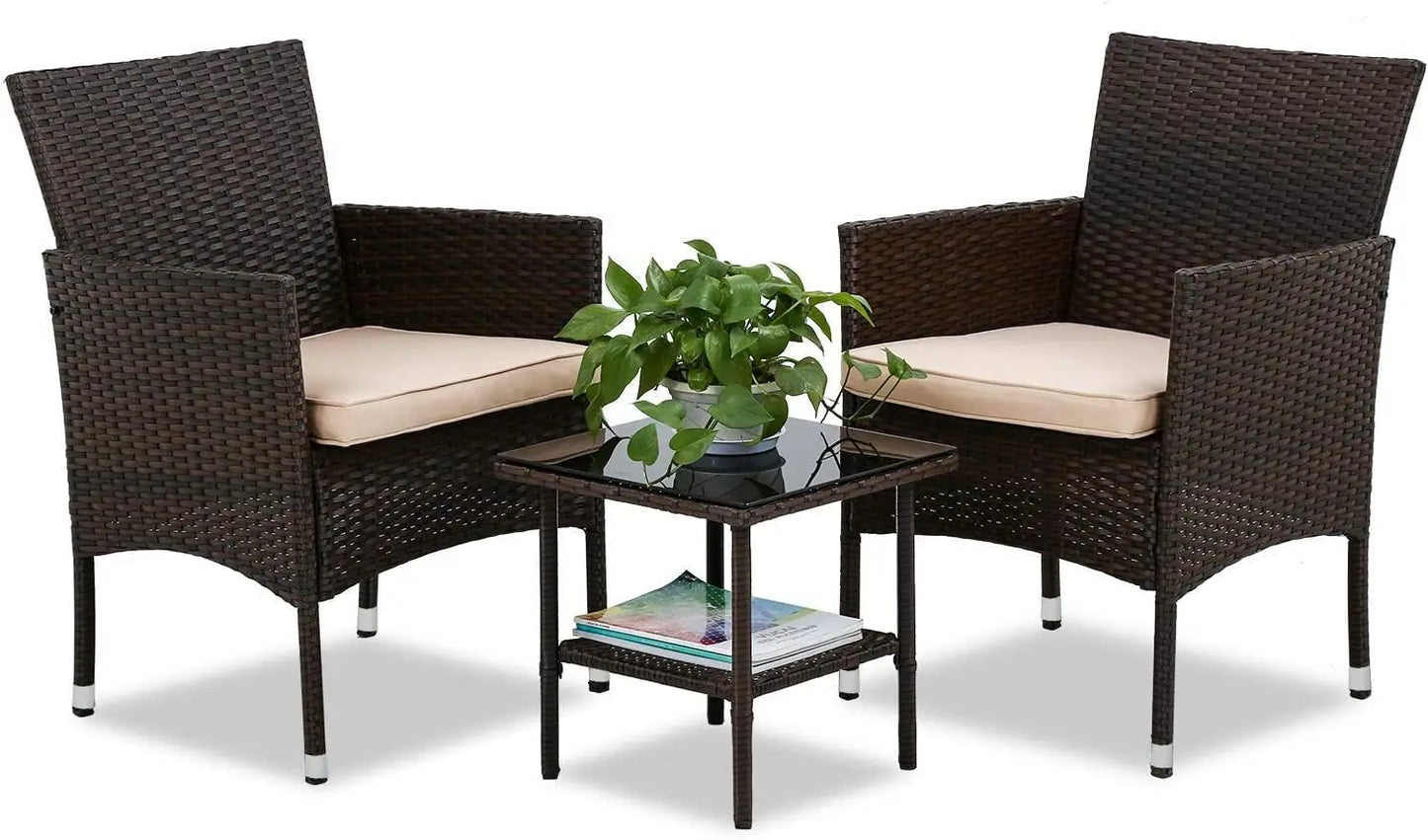 Patio Furniture Set 5 Pieces Outdoor Wicker Conversation Set