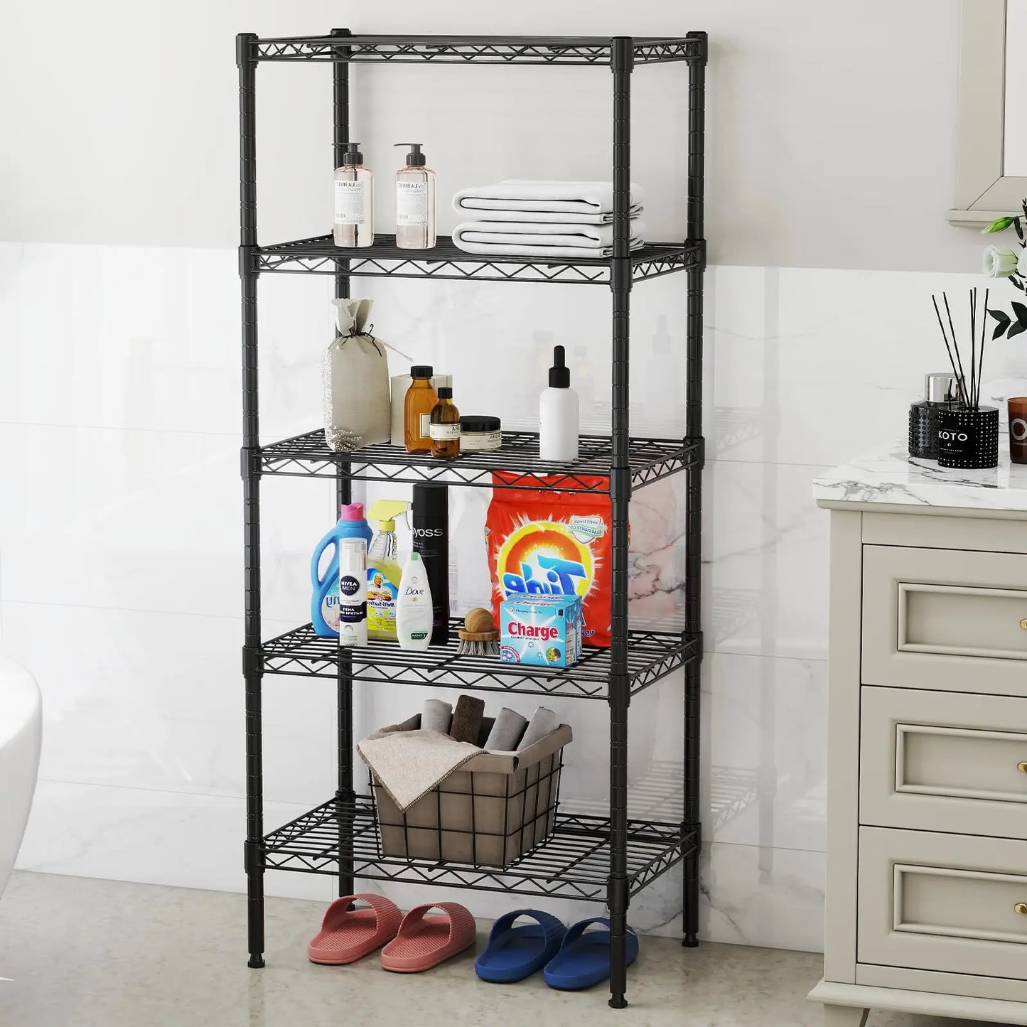 JHK Heavy Duty Metal Wire Storage Shelves Adjustable Living Room