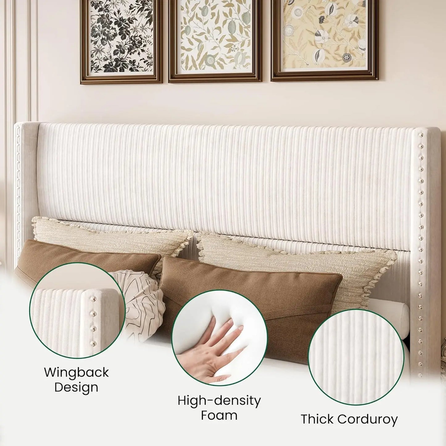 Queen Bed Frame with 4 Storage Drawers,Upholstered Bed Frame Queen Size with Headboard Corduroy Platform Bed Frame, Customized